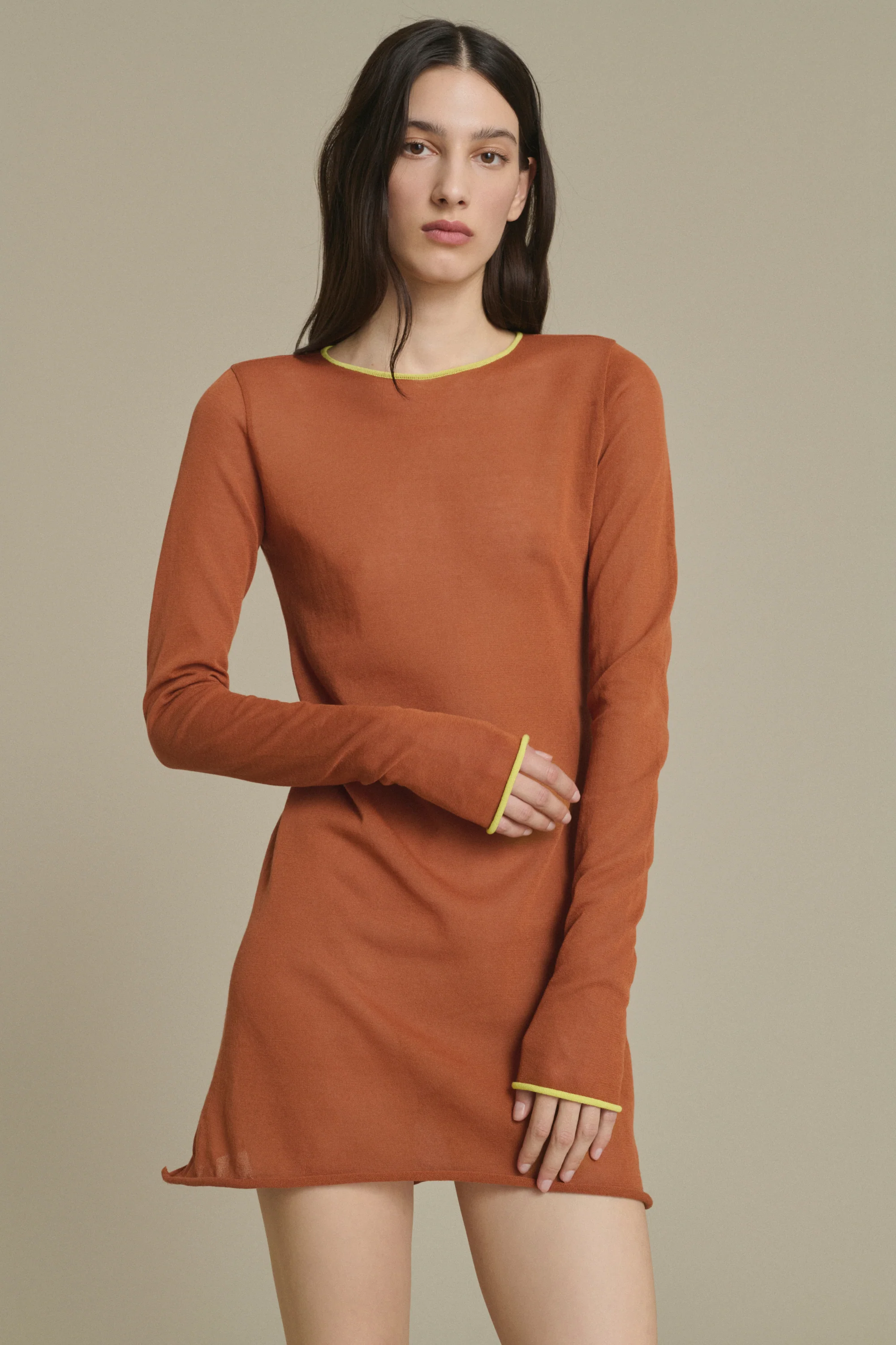 BROWN IRENE MINI DRESS - Image 3